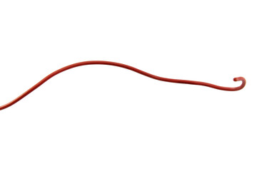 Small red wire cable isolated on transparent background.