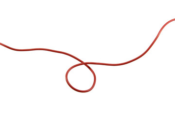 Small red wire cable isolated on transparent background.