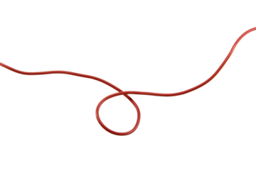 Small red wire cable isolated on transparent background.