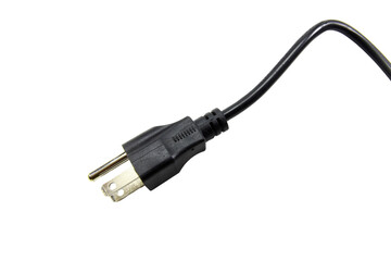Black power plug isolated on transparent background.