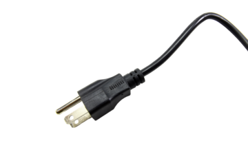 Black power plug isolated on transparent background.