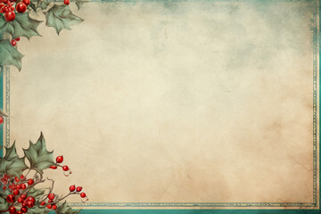vintage luxury letter border with christmas style red and green toned,ultra details,empty space,Generated By Ai