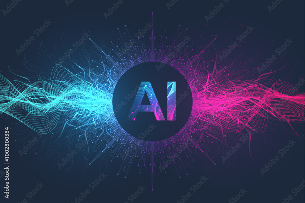 Poster ai banner concept in the digital style. generative ideas design element for internet technology. fut