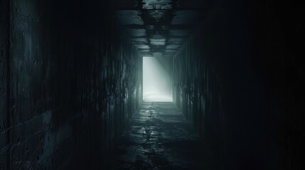 Fototapeta premium Mysterious Dark Tunnel with Light at the End