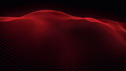 Futuristic point wave of particles. Visualization of sound waves. Technology or science banner. Abstract digital 3D wave. Vector illustration.