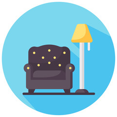rest chair round flat vector icon