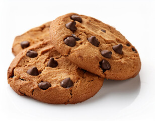 chocolate chip cookies isolated on white background; studio shot; high quality photo