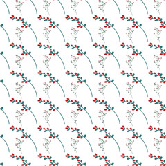 pattern of decorative winter flowers ornaments in soft color tones