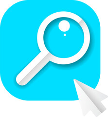 Magnifying glass or search icon button vector illustration. flat vector graphic loupe mobile app logo design template isolated on white background.