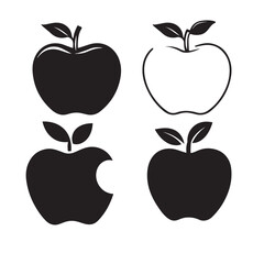Black silhouette of an apple icon on a white background