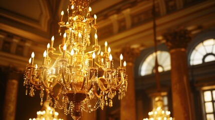 Obraz premium Elegant Chandelier in Luxurious Interior Setting