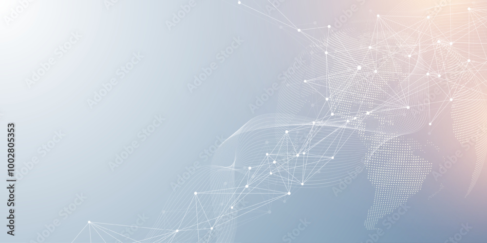 Aufkleber Global network connection banner design template. Header social network communication in the global business concept. Big data visualization. Internet technology