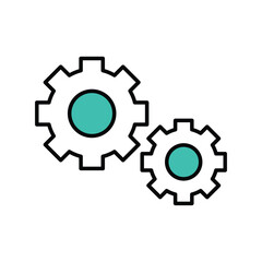 gears color line icon with white background vector stock illustration