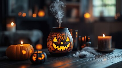 A scented oil diffuser with spooky designs