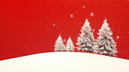 Red background with a red border. Red Christmas decorations, Merry Christmas card. Winter holiday theme. Happy New Year. Space for text.