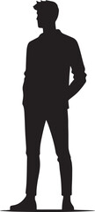 Man standing silhouette, people.  Vector silhouette of a man standing, businessman, black color
