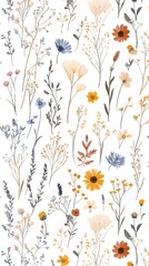 Floral, Colorful Flowers, Abstract Image, Texture, Pattern Background, Wallpaper, Cover and Screen for Smartphone, PC, Laptop, 9:16 and 16:9 Format