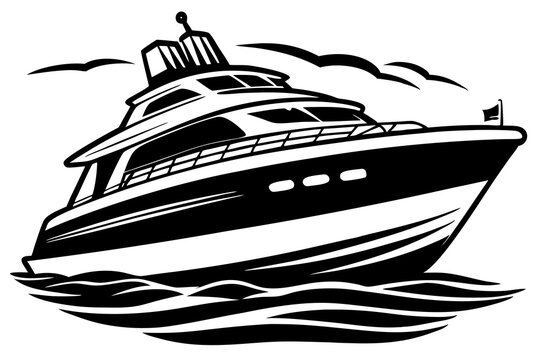 recommend clip art: vector yacht silhouette illustration on white background