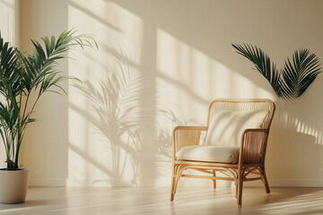 Fototapeta premium World Mental Health Day. A serene space featuring a comfortable chair, soft cushions, and a calming plant, representing mindfulness and mental well-being