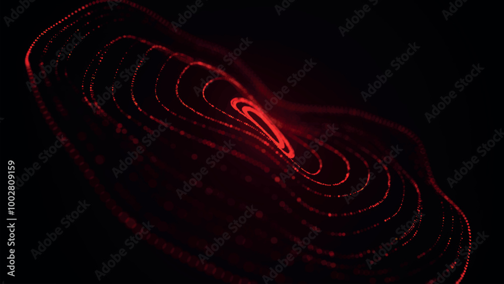 Poster abstract background with dynamic wave. circular wave of dots. musical sound wave. dark background. b