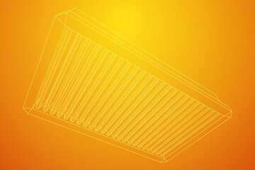 Car engine air filters. Auto spare part. Car care service maintenance. Wireframe low poly mesh vector illustration.