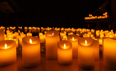 candles on the concert stage background