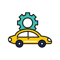car service color line icon with white background vector stock illustration