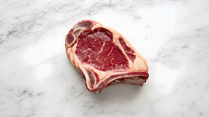 Dry Aged Ribeye Steak on Marble Countertop