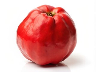 Fresh Red Quince on a Solid White Background