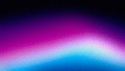 Abstract blue purple pink color wave on black background, grainy noisy banner backdrop design