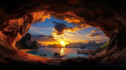 sunset in the cave