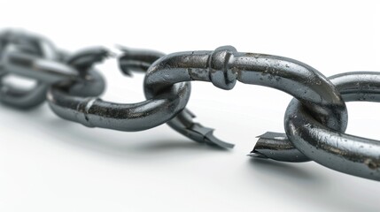 Obraz premium Close-Up of Rusty Metal Chain Link on White Background