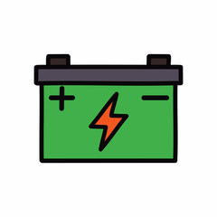 Green color car battery icon vector illustration