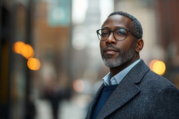 Mature African American businessman on his way to work, Generative AI