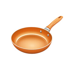 Orange Frying Pan Isolated on White Background
