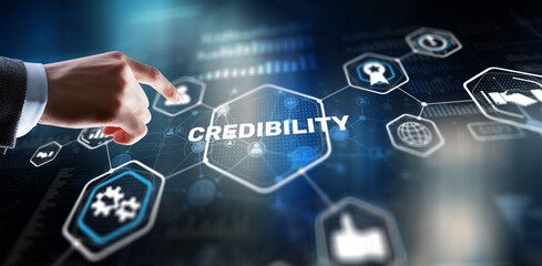 Credibility improvement concept. Multiple exposure virtual screen
