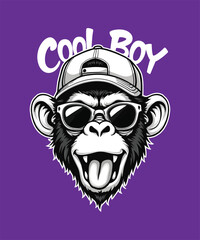 Cool Boy Monkey T-Shirt Design - Trendy & Fun Apparel for Kids