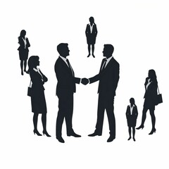 フラットなデザインで描かれたビジネスマンのイラスト　シルエットアート　ミーティングや協議・合意を連想する　Illustration of a businessman drawn in a flat design Silhouette art Thinking about meetings, discussions, and agreements
