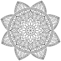 mandala illustration for adult coloring ,Outline Mandala 