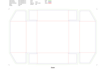Custom dimensions double open clamshell boxes flip top dieline 151110