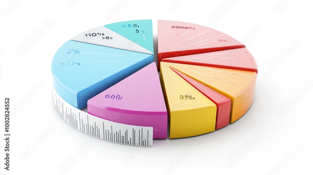Poster a pie chart displaying personal finance data, with different sections for savings, expenses, and inv