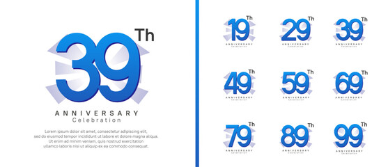 anniversary logo set. vector design blue color can be use for celebration moment