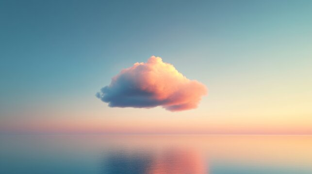 A serene evening sky with a single cloud shaped like a rose, surrounded by soft lavender and pink hues