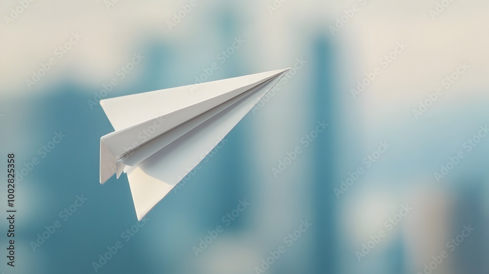 Poster A business document folding itself into a paper airplane symbolizing the concept of agility and quick strategic decision making in the corporate world  The image represents the ability to adapt