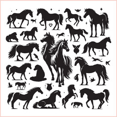 Basic RGB Horse head vector silhouettes
