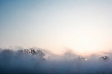 sunrise in the fog