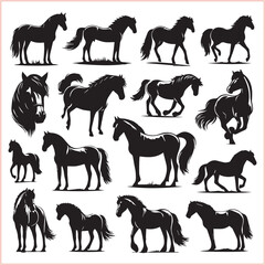 Horse head vector silhouettes
