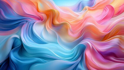 Obraz premium Colorful Flowing Fabric in Pastel Shades watercolor art