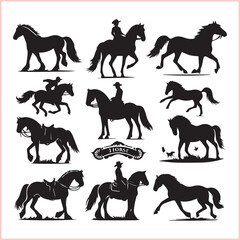 Horse head vector silhouettes
