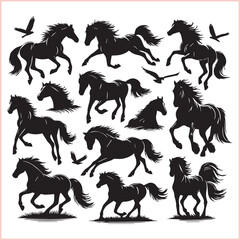 Horse head vector silhouettes
